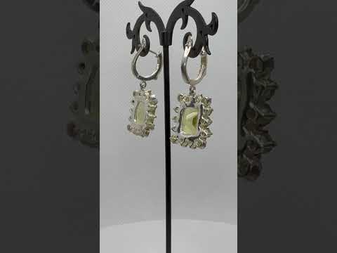Серьги из серебра 925 пробы с натуральным лимонным цитрином и хрустилами - фото 1 - id-p3137563706