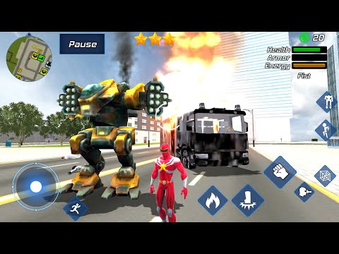 Spider Rope Flying Hero Crime City Battle | Spider Vs Iron Machine - iOS/Android GamePlay
