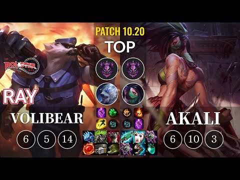 KT Ray Volibear vs Akali Top - KR Patch 10.20