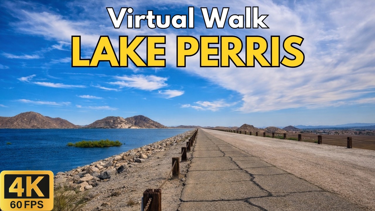 4K Treadmill Walk Along Lake Perris | 103-Minute Flat Scenic POV Shoreline Path