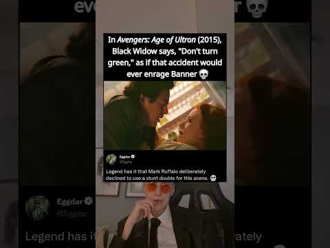 In Avengers: Age of Ultron (2015), Black Widow says, "Don't turn green," as if that accident would