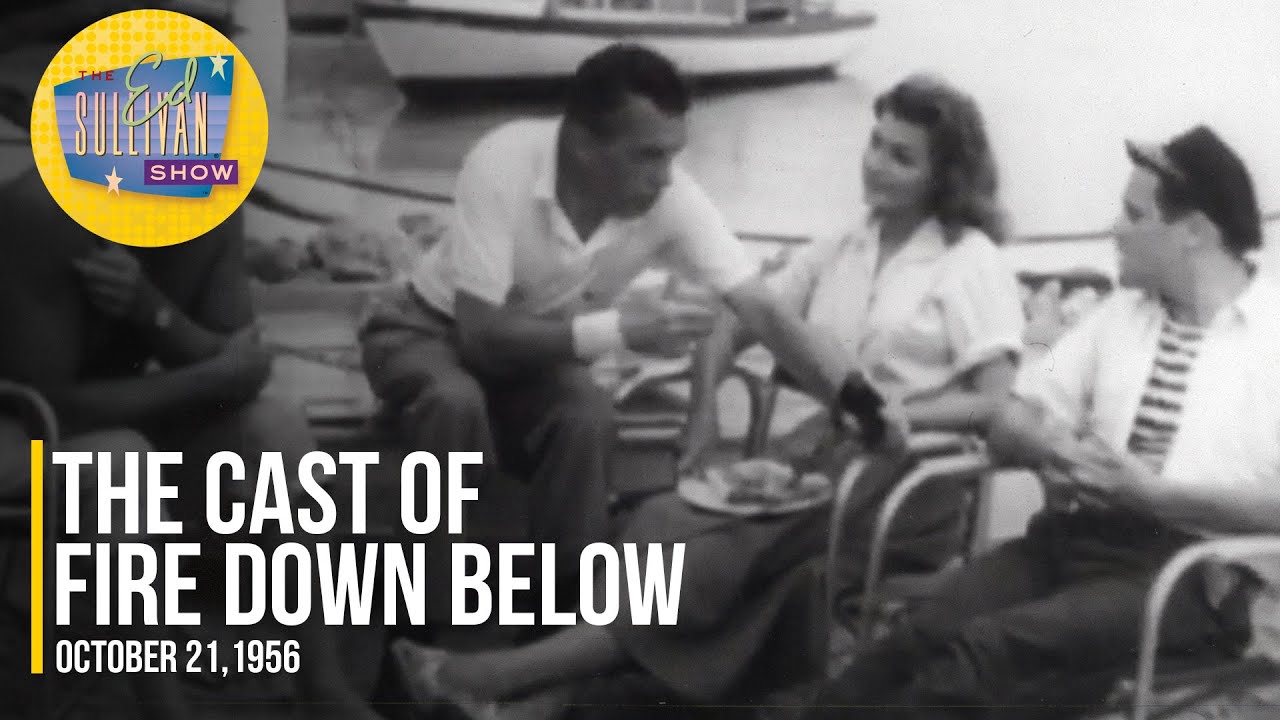 Rita Hayworth, Robert Mitchum, Jack Lemmon, Robert Parrish On The Set Of "Fire Down Below"