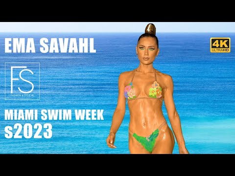 Iconic EMA SAVAHL Most wanted couture swimwear s2023 MIAMI SWIM Fashion Show 4K EXCLUSIVE interview