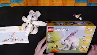 YouTube thumbnail: LEGO Creator 3 in 1 White Rabbit 31133 review. Main build is so-so but I love the carrot.