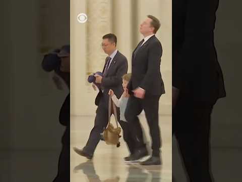 Elon Musk seen with his son, X Æ A-Xii, at Great Hall of the People in Beijing #shorts
