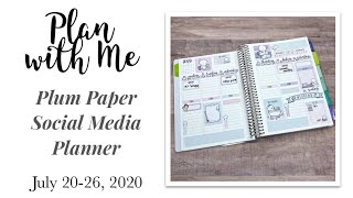 Plan with Me | Plum Paper Planner | Social Media | July 20-26, 2020