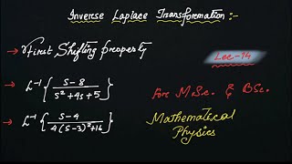 Inverse Laplace transformation Lec-14 First shifting property L^-1[(s+8)/(s^2+4s+16)]