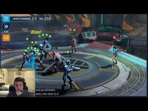 Alliance War Offense - Fury vs CM+Brawlers - Marvel Strike Force