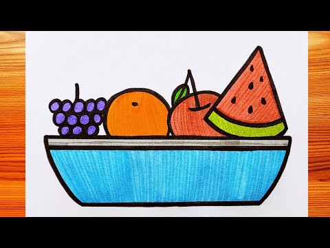 Easy Fruit Basket Drawing | Art of Kala