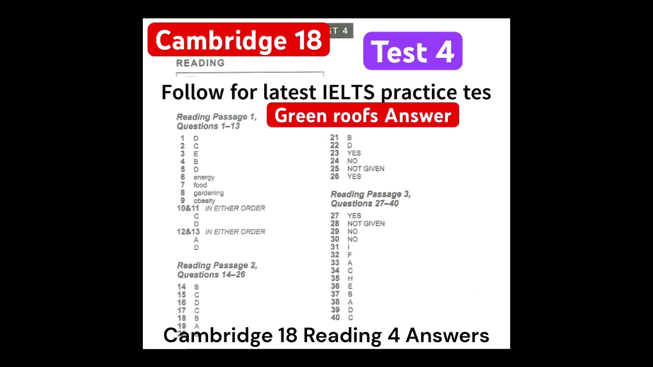 Green roof Cambridge 18 Reading 4 Ans #cambridge #academicreading #cambridge18 #ielts #greenroof