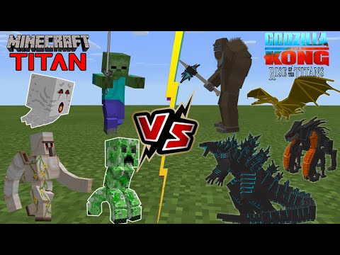 Godzilla and Kong [Rise of Titans Addon] VS Minecraft TITANS V3.1[TITAN MONSTER BATTLE]