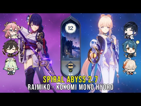 C0 Raiden Miko and C0 Kokomi Mono Hydro - Genshin Impact Abyss 2.7 - Floor 12 9 Stars
