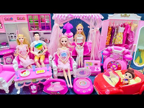 11 Minutes Satisfying with Unboxing Barbie Princess Bed & Bedroom Collection Toys Review | ASMR