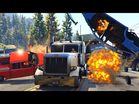 GTA 5 EXTREME SEMI TRUCK CRASHES -  IMPACT COMPILATION #1
