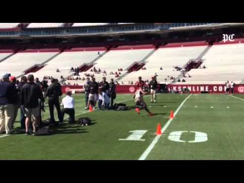 Video at @postandcourier: Gamecocks tailback Brandon Wilds runs the cone drill at USC pro day.
