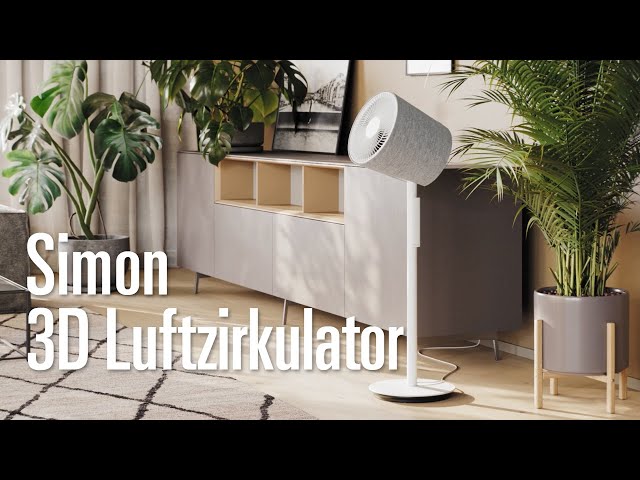 Video teaser for Stadler Form Simon 2025 – 3D-Luftzirkulator für Erfrischung in grossen Räumen