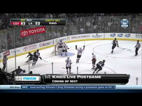 TJ Brodie slapshot goal 3-2 Calgary Flames vs LA Kings 10/21/13 NHL Hockey