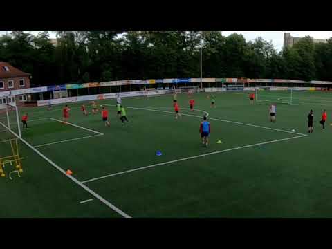 Fussballtraining: Spielform - 5 gegen 5 plus 2 Flankenspieler