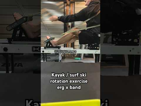 Kayak surf ski rotation exercise on erg with band. www.strongpaddler.com