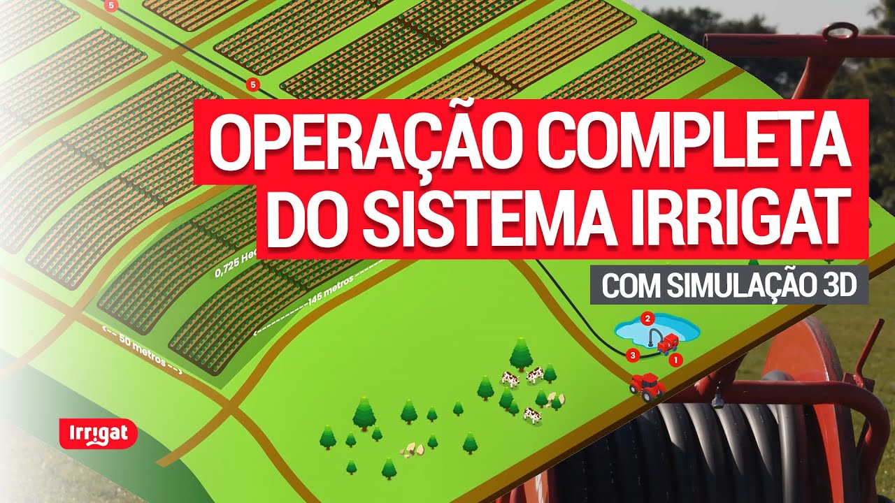 Operação do Carretel de Irrigação Irrigat com Simulação 3D