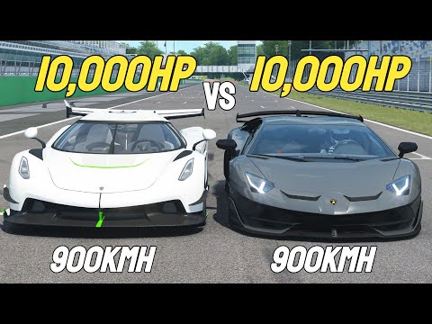 10,000HP Koenigsegg Jesko VS 10,000HP Lamborghini Aventador RACE