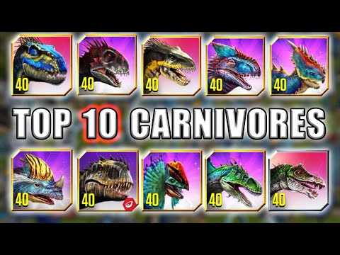 TOP 10 STRONGEST CARNIVORES in JURASSIC WORLD THE GAME!