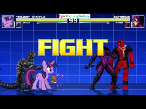 Twilight Sparkle And Godzilla VS Catwoman And Deadpool In A MUGEN Match / Battle / Fight