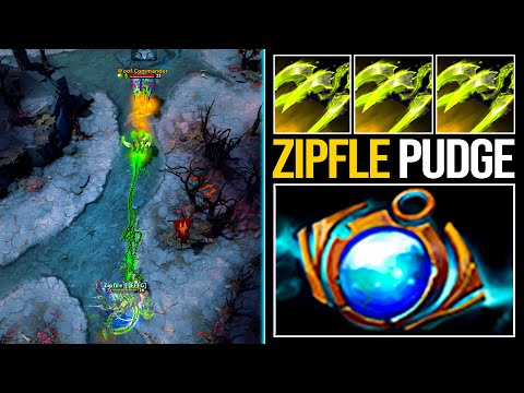 Beautiful Max Range Hooks | Zipfile Pudge Mid - Insane 20Kills 6600HP | Pudge Official