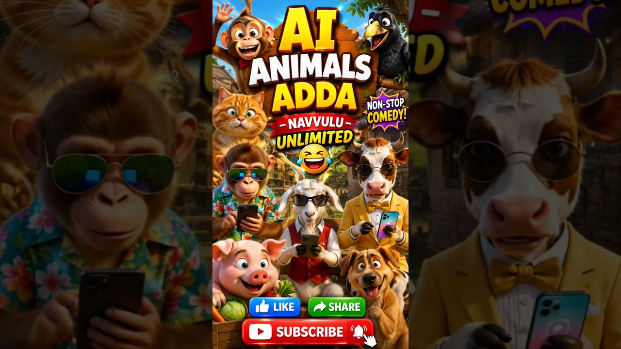 🐒 AI Animals Adda – Navvulu Unlimited 😆 #shorts #comedy #aianimals