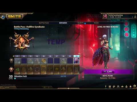 Smite 9.1 Hellfire Syndicate New Battlepass 17 All Levels Free and Paid Path