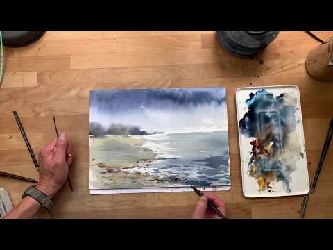 Akvarel. colors: indigo, neutral tint, yellow okker light, burnt sienna