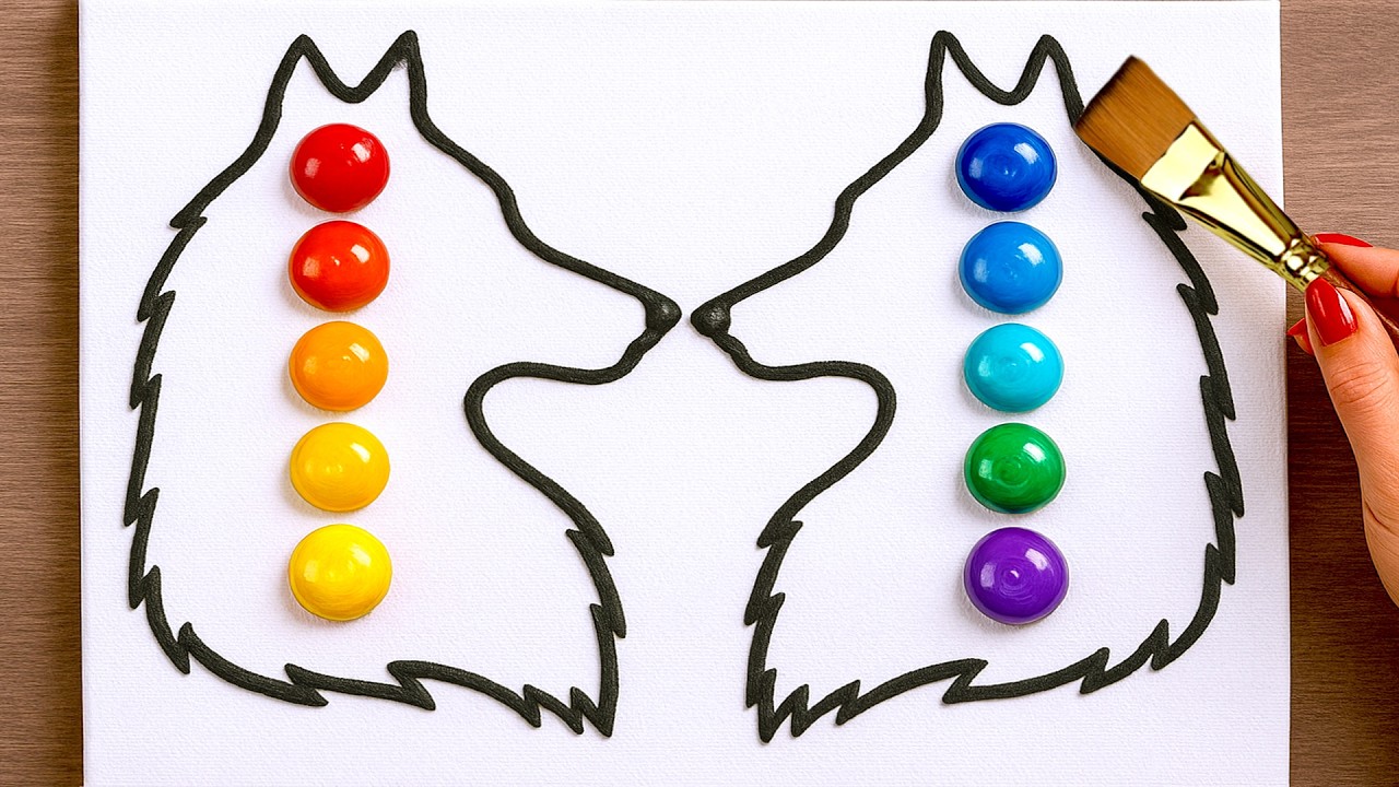 Satisfying Wolf Art ASMR | How to Paint a Dreamy Night Sky Scene