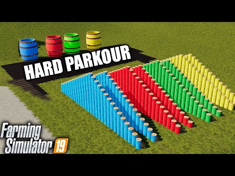PARKOUR OF COLORS ! HAY SILAGE BALE SELLING RACING ON HARD PARKOUR PLATFORM ! Farming Simulator 19