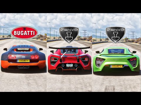 FH5 DRAG RACE - Bugatti Veyron Vs Zenvo Tsr-s Vs Zenvo ST1