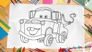 How to draw Mater - Easy step-by-step drawing lessons for kids