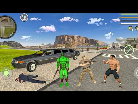 Green DeadPool Rope Hero Fly Real Army Helicopter in Vice Town Simulator #20 - Android Gameplay
