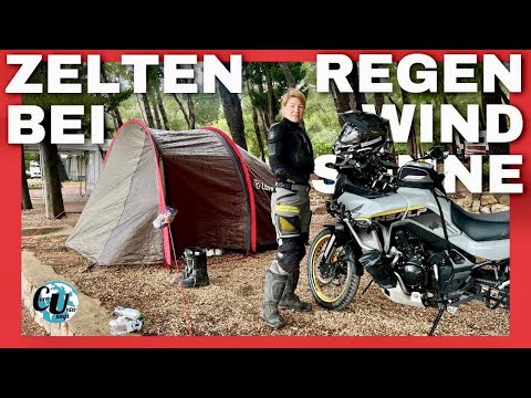 Motorrad Reise Zelt im Test | Regen,Wind und Sonne 4K