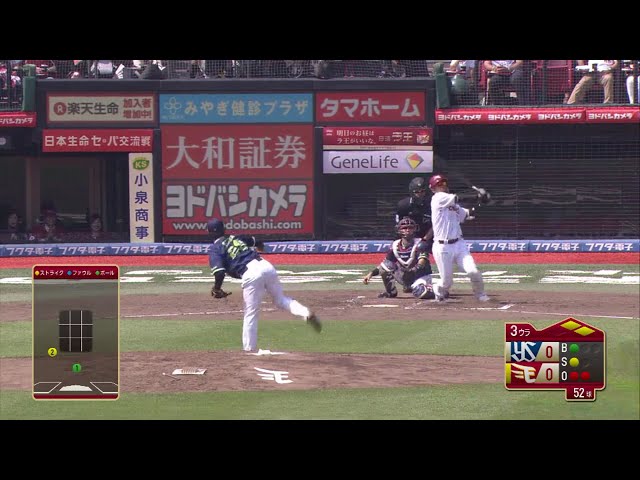 【3回裏】詰まりが幸い!! イーグルス・今江のタイムリーで先制点!! 2018/6/3 E-S