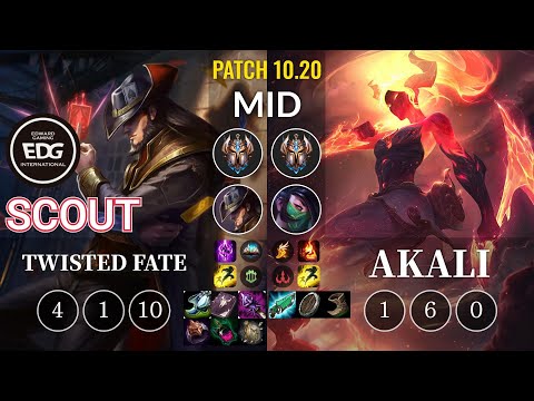 EDG Scout Twisted Fate vs Akali Mid - KR Patch 10.20