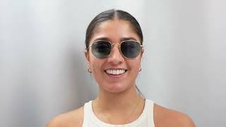Woman model wearing Ray-Ban Hexagonal RB3548N 91233M Sunglasses