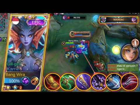 MANIAC MENJADI SUATU HAL YANG MUDAH DIDAPATKAN OLEH KARRIE ATTACK SPEED ! TOP GLOBAL KARRIE - MLBB