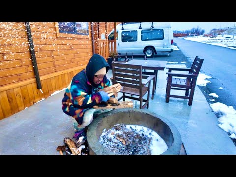 Snow Stealth Camping In A Van & Empty Cabin Campground