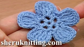 Crochet 5-Petal Flat Flower of Complex Stitches Tutorial 49 Part 1 of 2