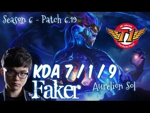 SKT T1 Faker AURELION SOL vs VEL'KOZ Mid - Patch 6.19 NA Ranked | League of Legends