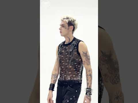 Cyberpunk Ripped Mesh Top with Buckled Shoulder Straps