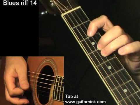 Blues riff 14 - flatpicking + TAB! Acoustic guitar lesson, learn to play