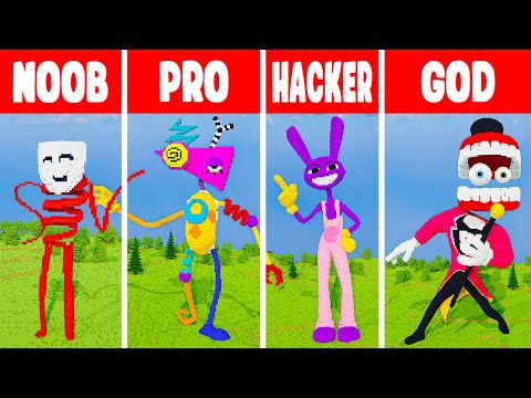EPIC Minecraft Digital Circus Statue Challenge - NOOB vs PRO vs HACKER vs GOD!