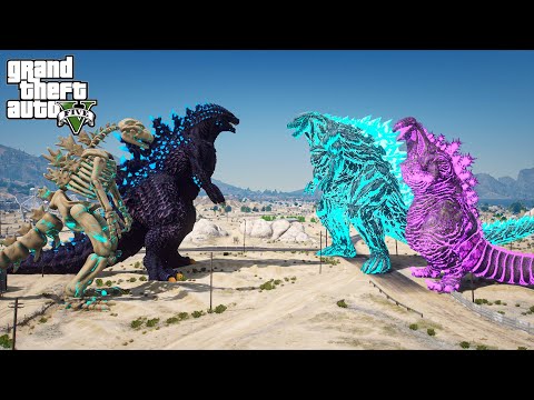 Skeleton Godzilla, Godzilla BOB vs Shin Godzilla, Godzilla Earth - God Fight ( GTA V Mods )
