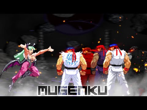 Master Morrigan vs Shin Ryu, Master Ryu, Mystikbaze Evil Ryu, Dark God Ryu. MUGEN Multiverse