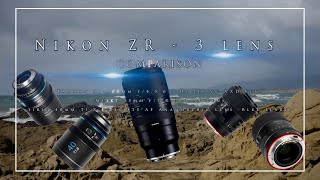 Nikon ZR - 3 lens AF comparison at Moonstone Beach, CA Tamron, Meike and Sirui